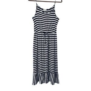 The Outfit Striped Navy and white Dress with drawstring waist. Size L never worn